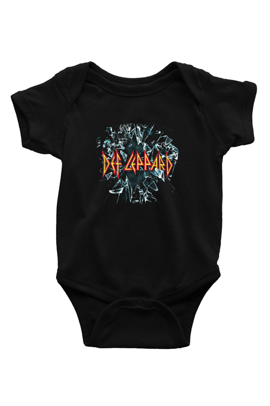 Def Leppard Baskılı Unisex Siyah Bebek Body - Zıbın