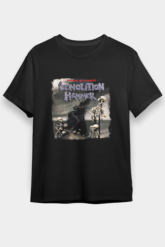Demolition Hammer Baskılı Unisex Siyah Tişört