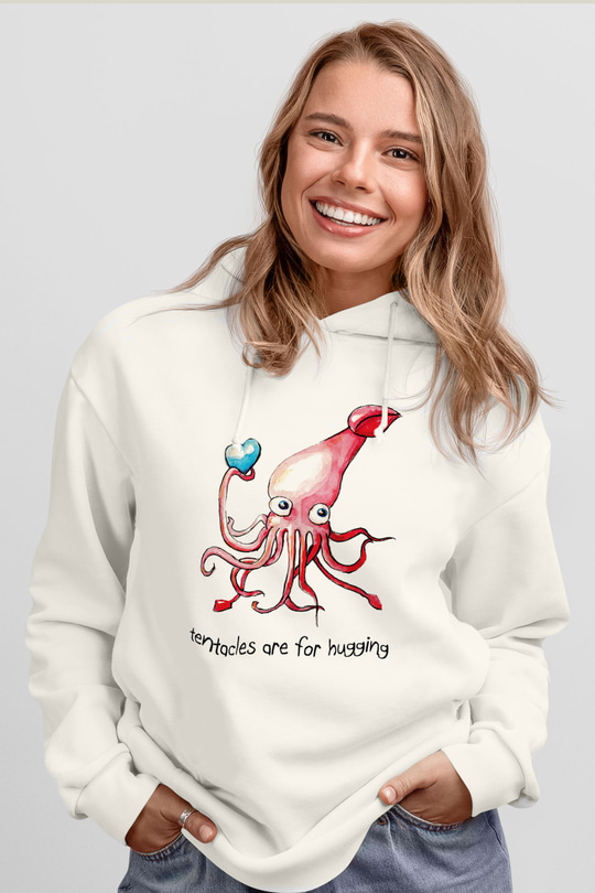 Deniz canlıları Beyaz Unisex Kapşonlu Sweatshirt