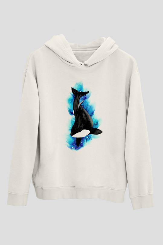 Deniz canlıları Beyaz Unisex Kapüşonlu Sweatshirt