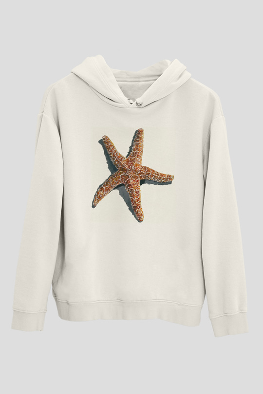 Deniz canlıları Beyaz Unisex Kapüşonlu Sweatshirt