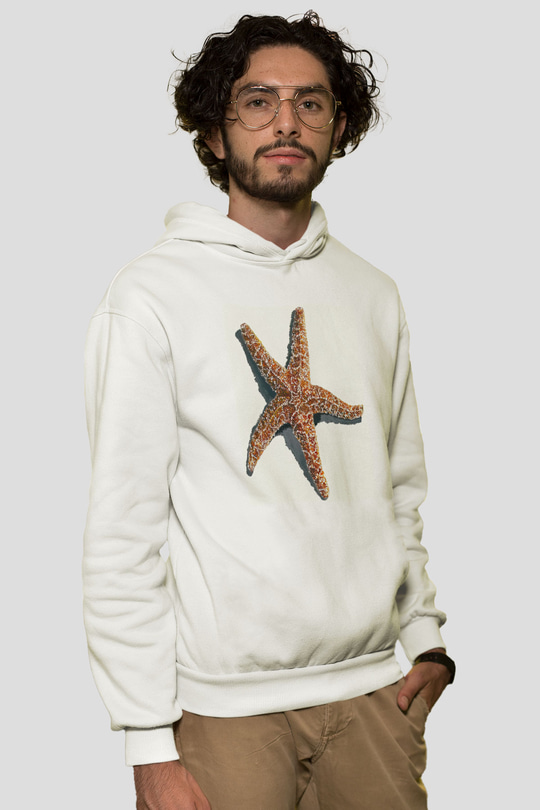 Deniz canlıları Beyaz Unisex Kapüşonlu Sweatshirt