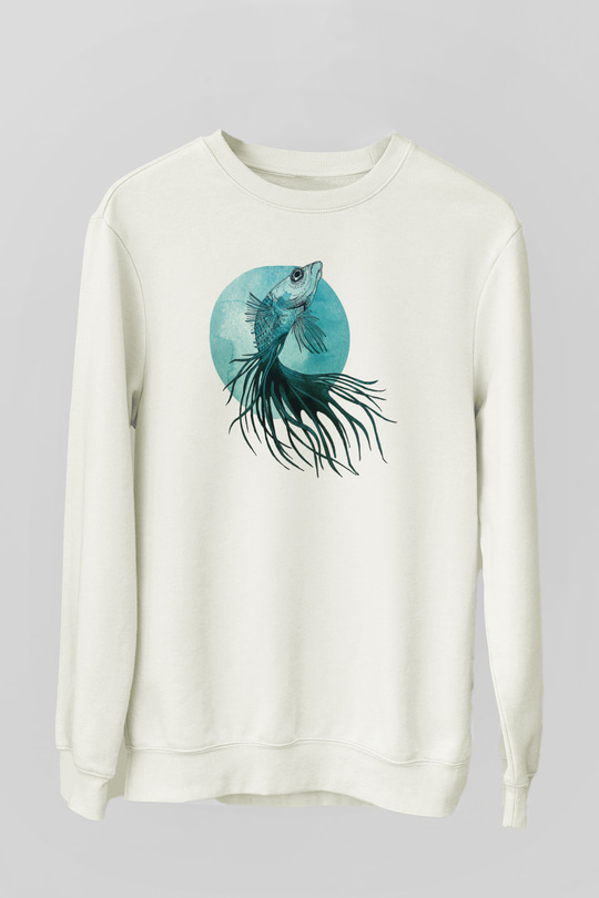 Deniz canlıları Beyaz Unisex Sweatshirt