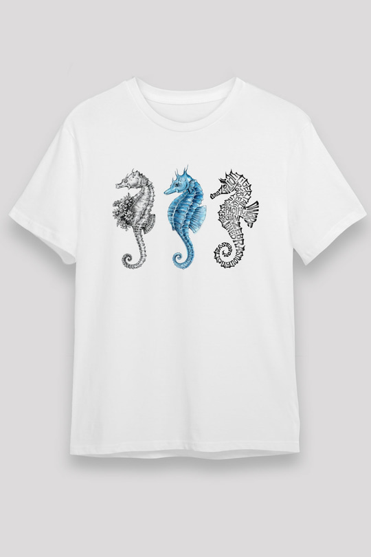 Deniz canlıları Beyaz Unisex Tişört T-Shirt - TişörtFabrikası