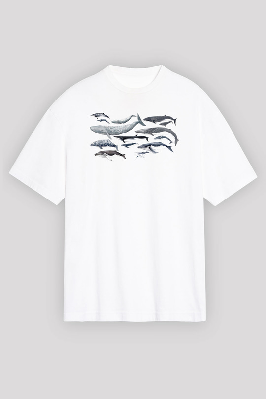 Deniz canlıları Beyaz Oversize Tişört Oversize T-shirt - TişörtFabrikası