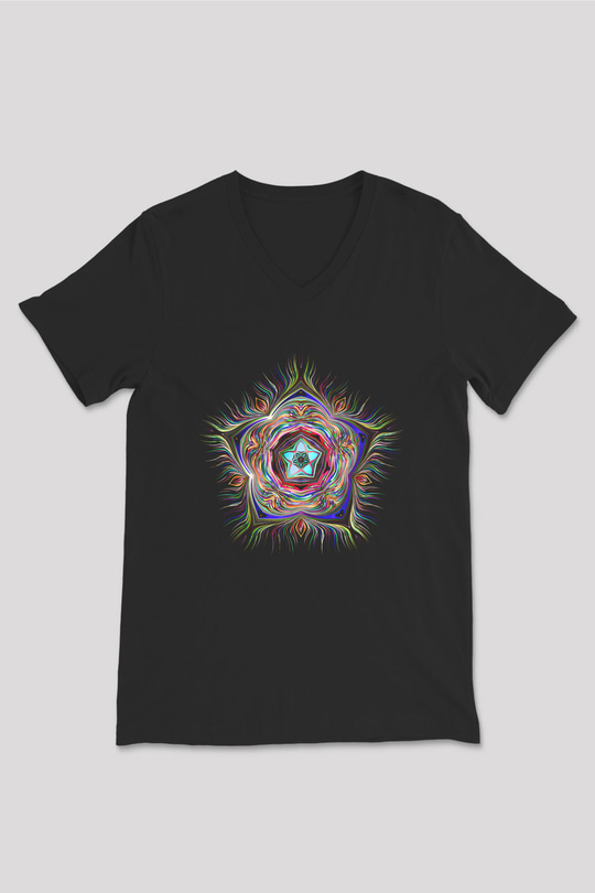 Deniz canlıları Siyah Unisex V Yaka Tişört T-Shirt