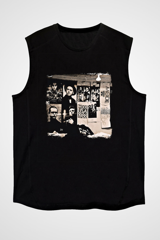 Depeche Mode Baskılı Unisex Siyah Kolsuz Tişört