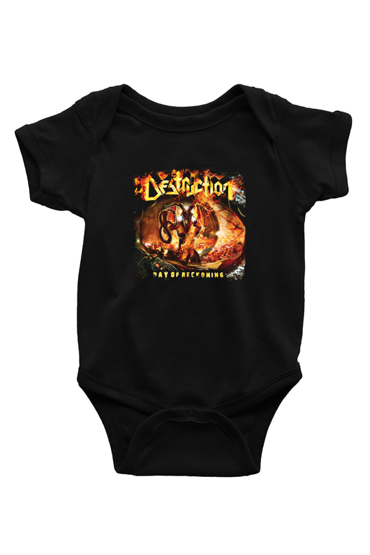 Destruction Baskılı Unisex Siyah Bebek Body - Zıbın