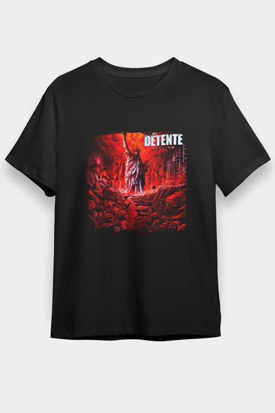 Detente Baskılı Unisex Siyah Tişört