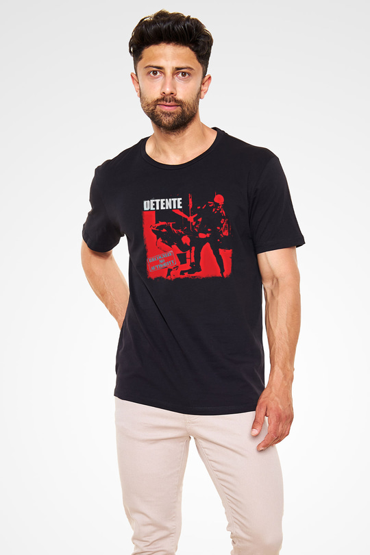 Detente Baskılı Unisex Siyah Tişört