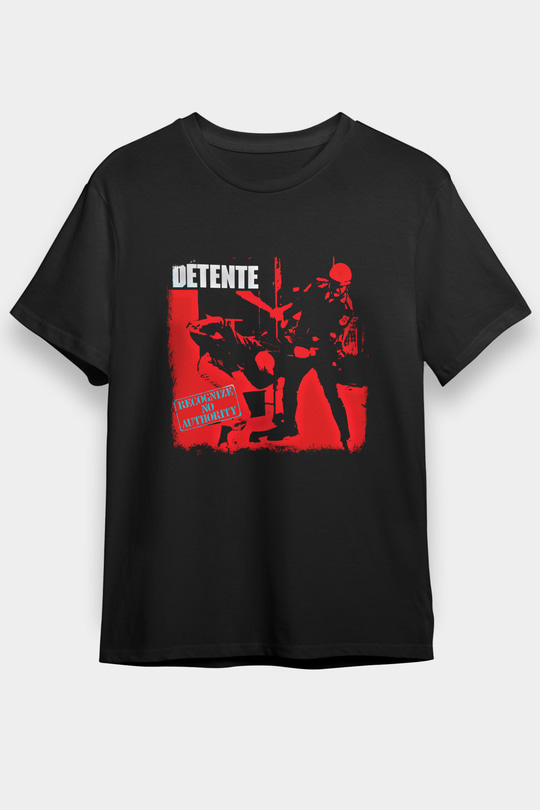 Detente Baskılı Unisex Siyah Tişört