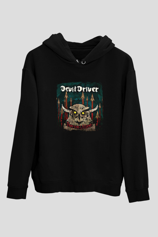 Devil Driver Baskılı Unisex Siyah Hoodie