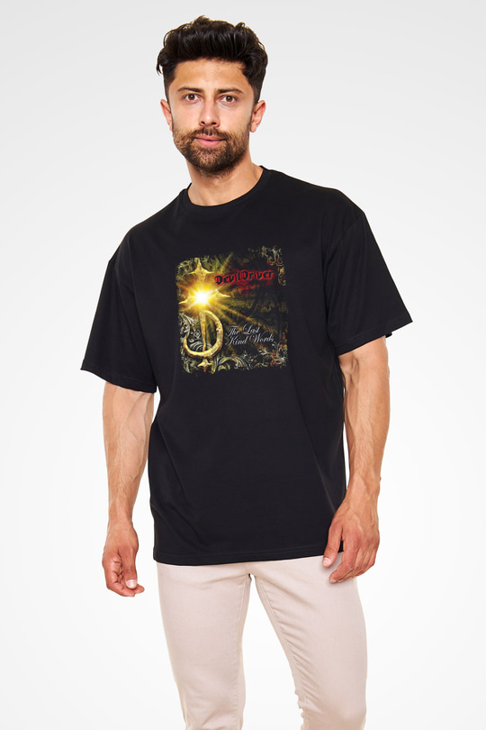 Devil Driver Baskılı Unisex Siyah Oversize Tişört
