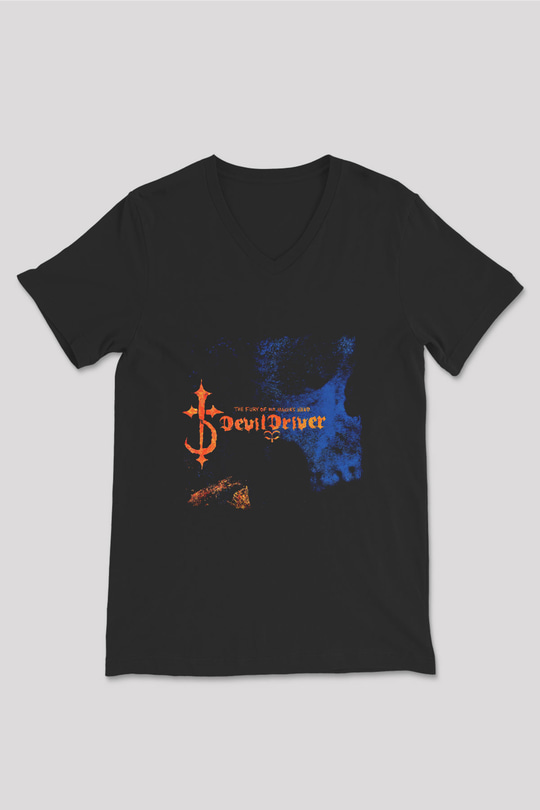 Devil Driver Baskılı Unisex Siyah V Yaka Tişört