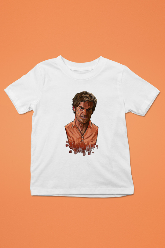 Dexter Baskılı Beyaz Unisex Beyaz Çocuk Tişört - Tshirt