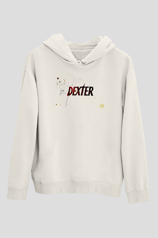 Dexter Baskılı Beyaz Unisex Hoodie