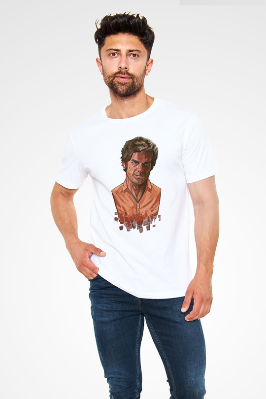 Dexter Unisex Baskılı Beyaz Tişört - Tshirt