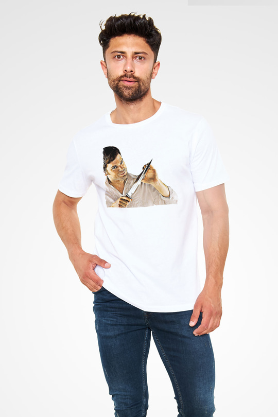 Dexter Unisex Baskılı Beyaz Tişört - Tshirt