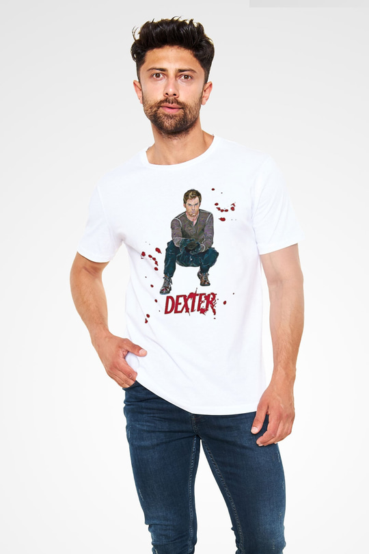 Dexter Unisex Baskılı Beyaz Tişört - Tshirt