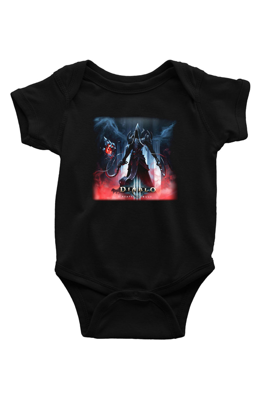 Diablo Baskılı Siyah Bebek Body - Zıbın