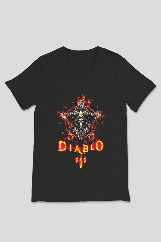 Diablo Siyah Unisex V Yaka Tişört