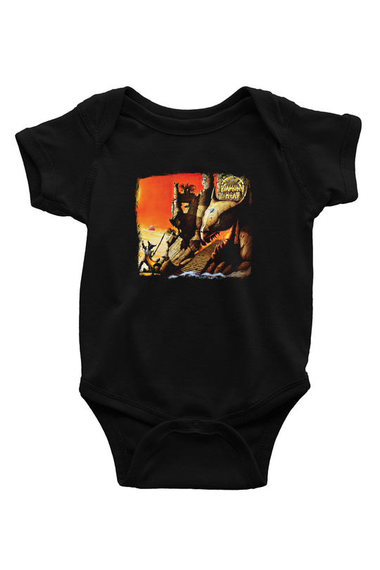 Diamond Head Baskılı Unisex Siyah Bebek Body - Zıbın