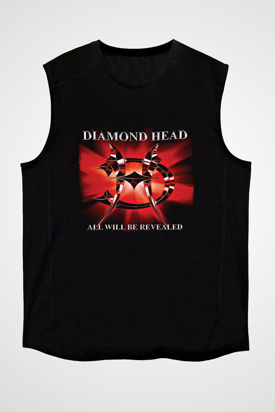 Diamond Head Baskılı Unisex Siyah Kolsuz Tişört