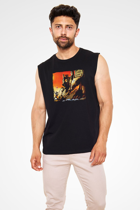 Diamond Head Baskılı Unisex Siyah Kolsuz Tişört