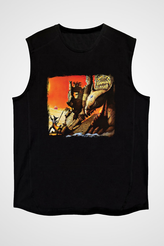 Diamond Head Baskılı Unisex Siyah Kolsuz Tişört