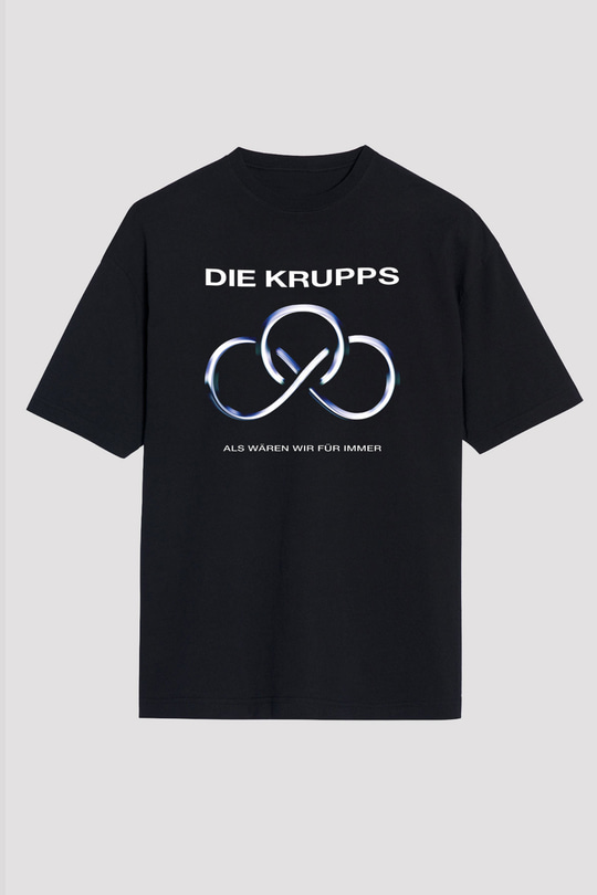 Die Krupps Baskılı Unisex Siyah Oversize Tişört