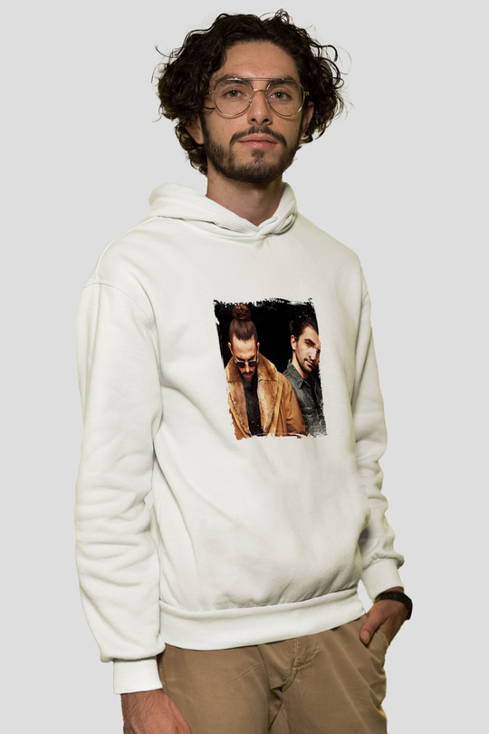 Dimitri Vegas & Like MikeBaskılı Beyaz Hoodie