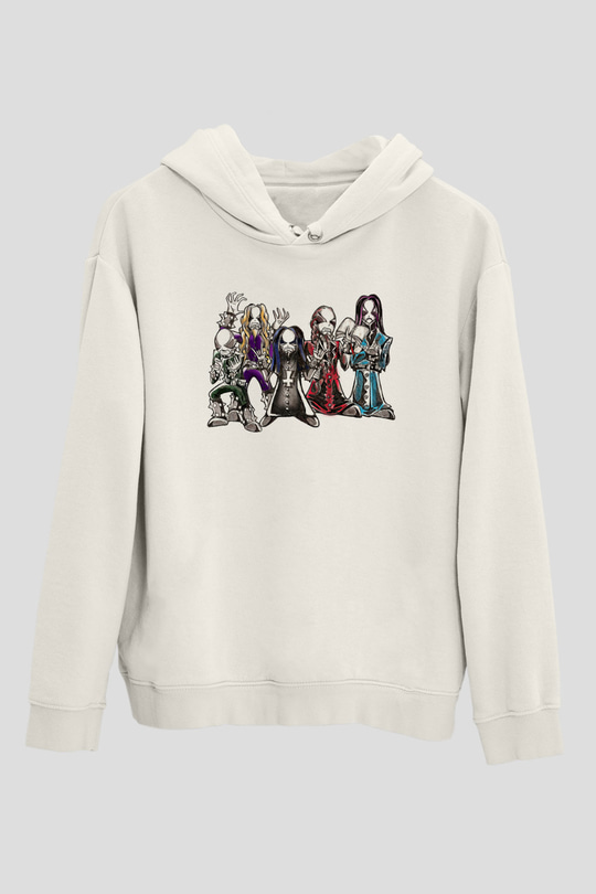 Dimmu Borgir Baskılı Beyaz Unisex Kapüşonlu Sweatshirt