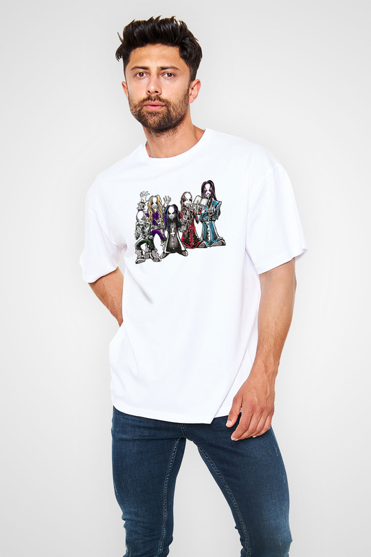 Dimmu Borgir Baskılı Beyaz Unisex Oversize Tişört - Tshirt