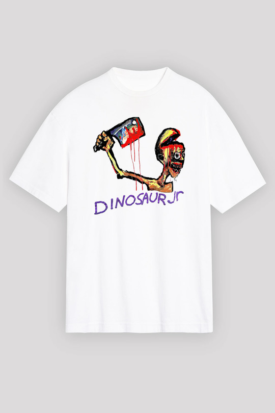 Dinosaur Jr Baskılı Beyaz Unisex Oversize Tişört - Tshirt