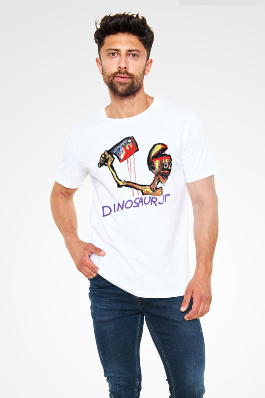 Dinosaur Jr Baskılı Unisex Beyaz Tişört - Tshirt
