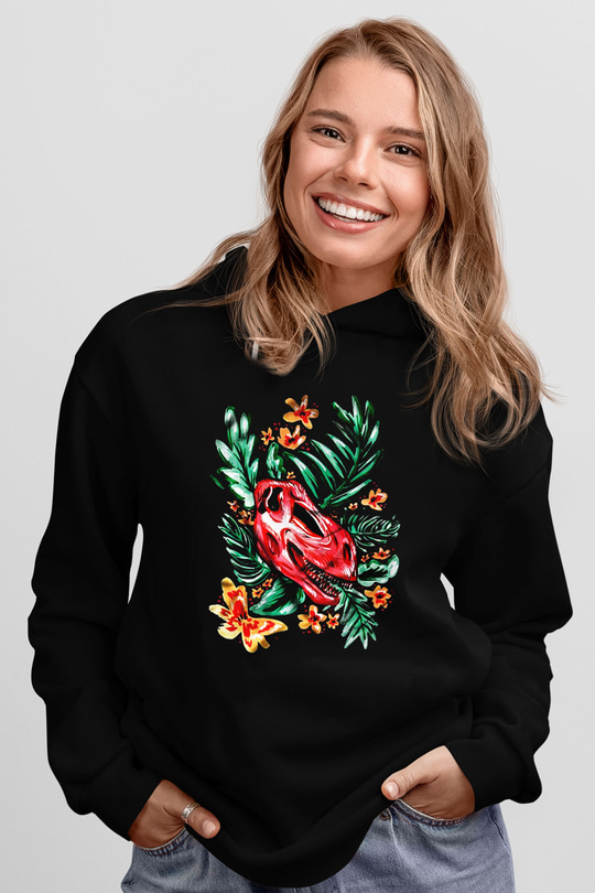 Dinozor Siyah Unisex Hoodie
