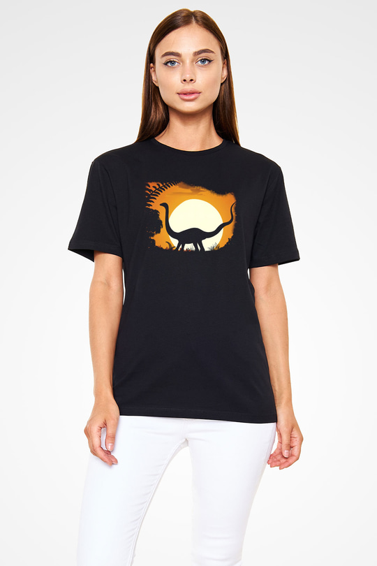 Dinozor Siyah Unisex Tişört T-Shirt - TişörtFabrikası