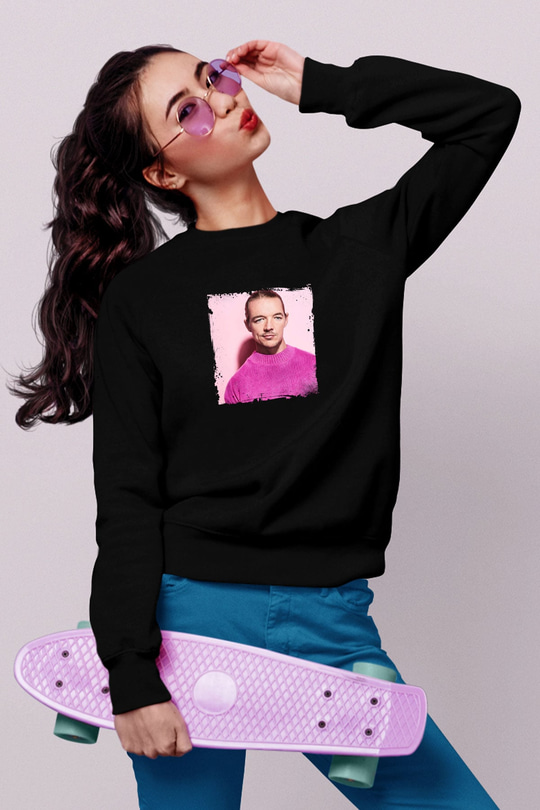 Diplo Baskılı Unisex Siyah Sweatshirt