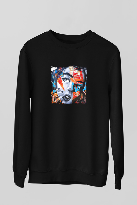 Diplo Baskılı Unisex Siyah Sweatshirt