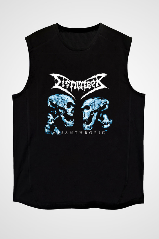 Dismember Baskılı Unisex Siyah Kolsuz Tişört