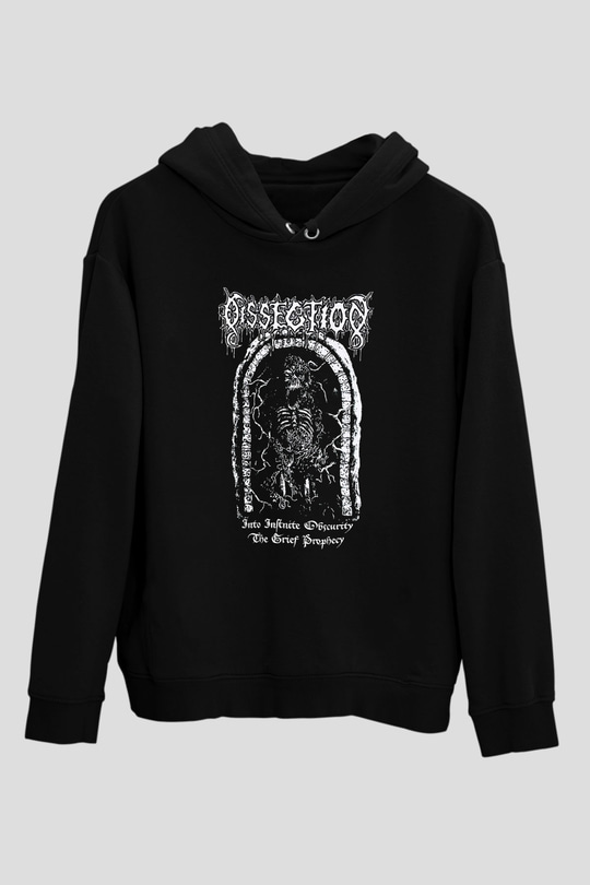 Dissection Baskılı Unisex Siyah Kapüşonlu Sweatshirt