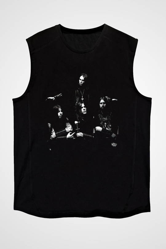 Dissection Baskılı Unisex Siyah Kolsuz Tişört - Tshirt