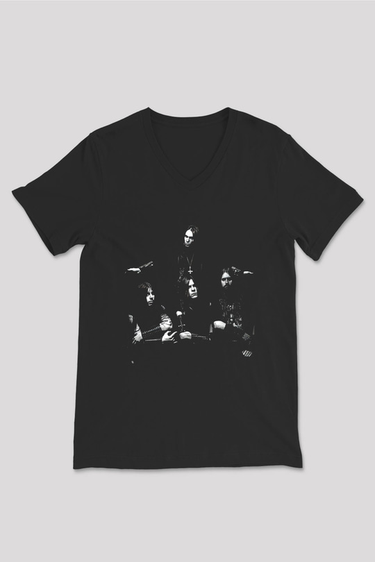 Dissection Baskılı Unisex Siyah V Yaka Tişört - Tshirt