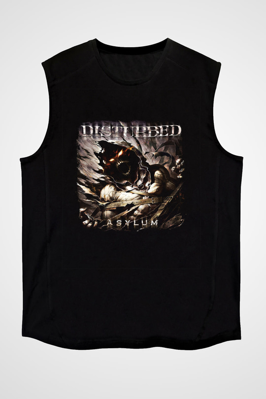 Disturbed Baskılı Unisex Siyah Kolsuz Tişört