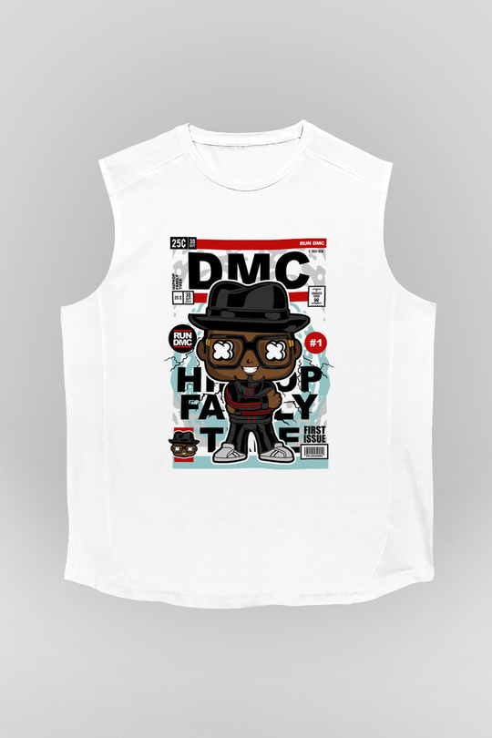 Dj Run - DMC - Baskılı Unisex Beyaz Kolsuz Tişört