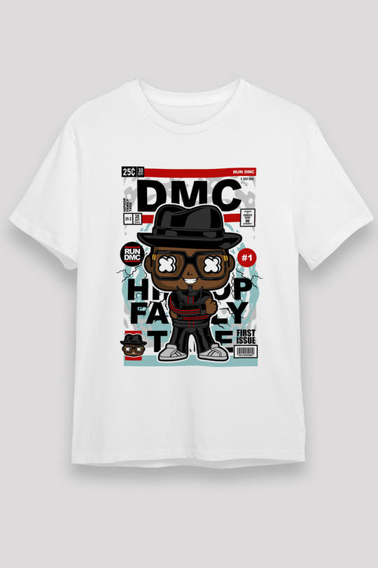 Dj Run - DMC - Baskılı Unisex Beyaz Tişört