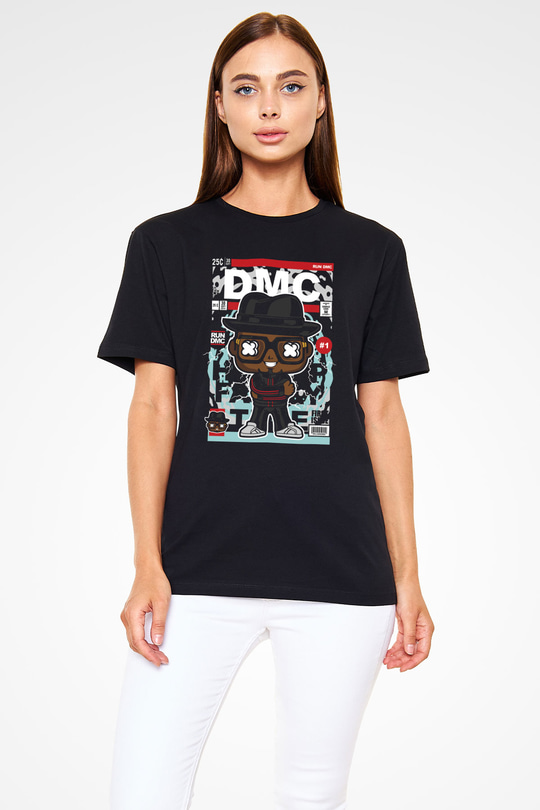 Dj Run DMC Baskılı Unisex Siyah Tişört