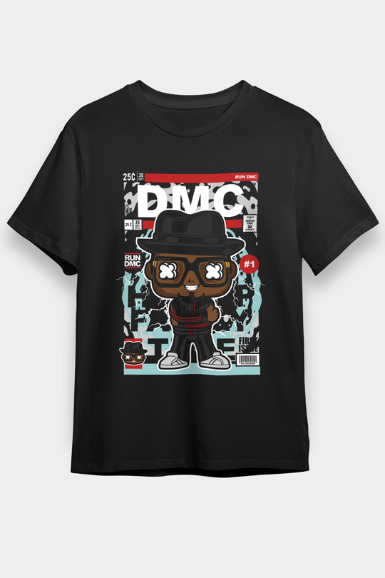 Dj Run DMC Baskılı Unisex Siyah Tişört
