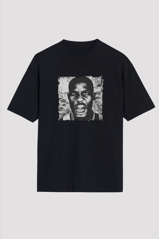 DMX Baskılı Unisex Oversize Siyah Tişört