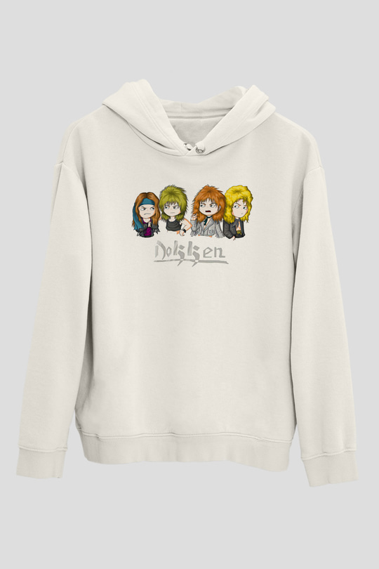 Dokken Baskılı Beyaz Unisex Kapüşonlu Sweatshirt